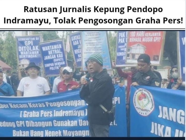 Ratusan Jurnalis Kepung Pendopo Indramayu, Tolak Pengosongan Graha Pers!
