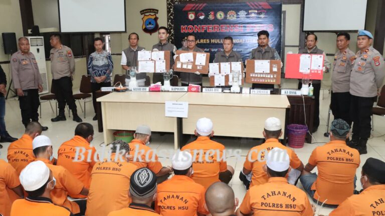 Polres Hulu Sungai Utara Musnahkan 486,16 Gram Narkotika dari 21 Kasus, 26 Tersangka Dibekuk