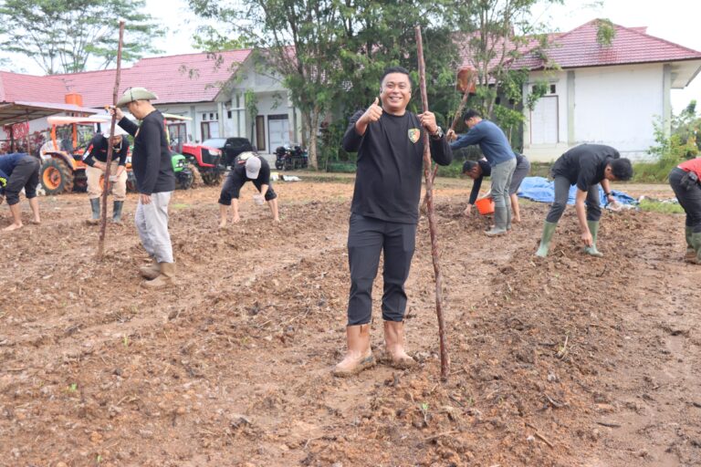 Kapolres Melawi AKBP Harris Batara Simbolon Pimpin Langsung Hijaukan Lahan di Belakang Dinsos