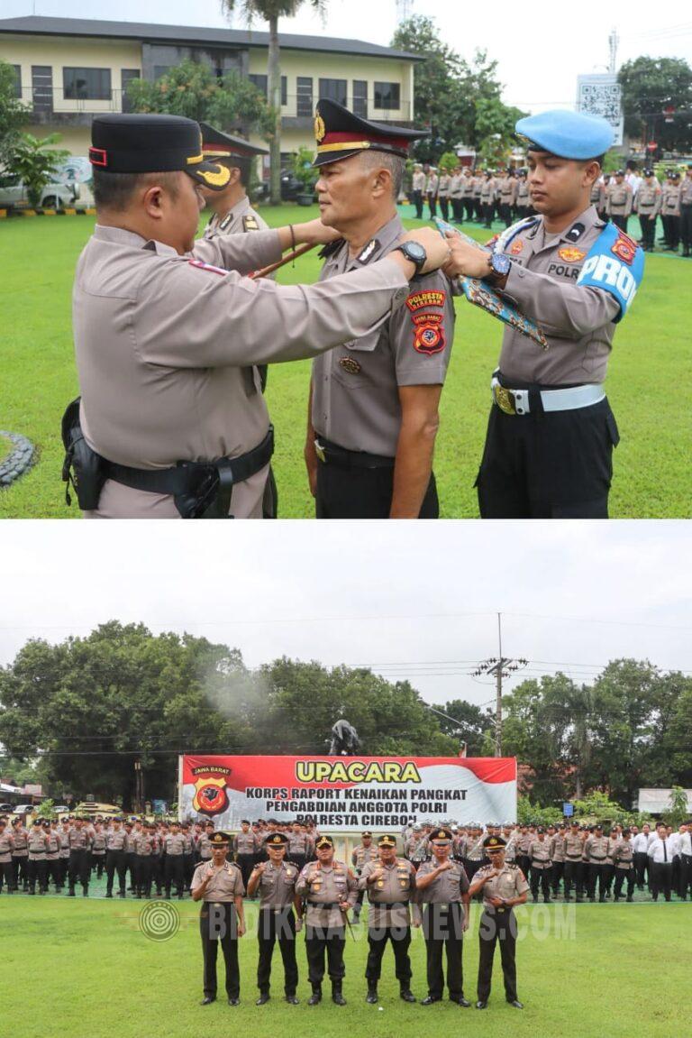Empat Personel Terima Kenaikan Pangkat Pengabdian, Polresta Cirebon Gelar Upacara Korps Raport Penuh Haru