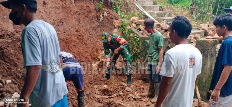 Hujan Deras Picu Longsor di Teluk Betung Selatan, Rumah Warga Rusak, Koramil 410-02/Teluk Betung Selatan dan BPBD Bergerak Cepat