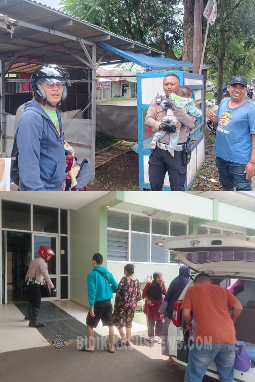 Aksi Sigap Anggota satlantas Polres Kuningan, Urai Macet Bantu Ibu Hendak Melahirkan