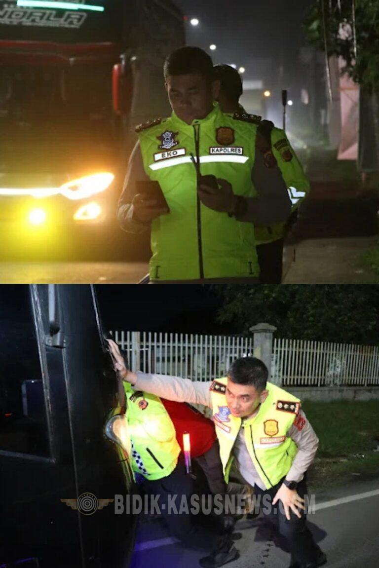 Bus Mogok Tengah Malam, Kapolres Turun Tangan di Jalur Arteri Saat KRYD Pasca Ops Ketupat