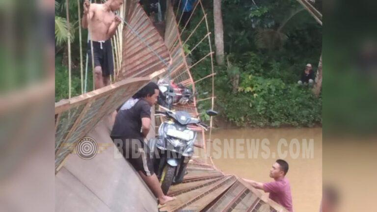 Jembatan Gantung di Tegalbuleud Ambruk, Lima Warga Tercebur Sungai