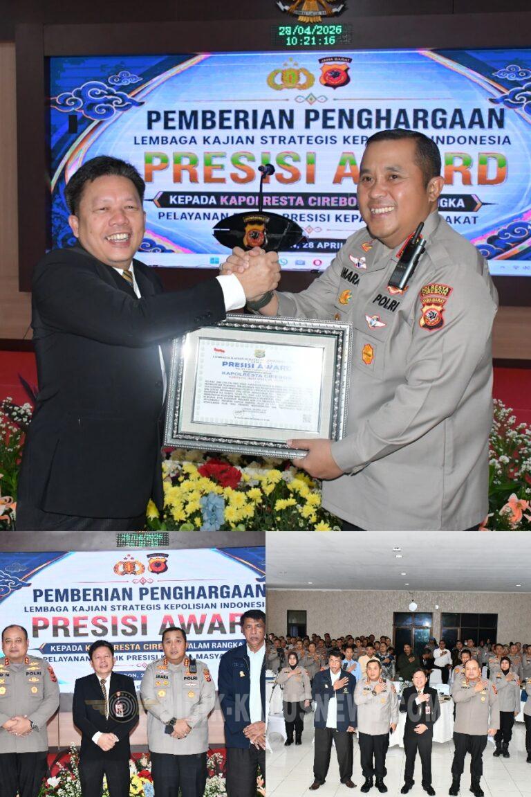 Kapolresta Cirebon Terima Presisi Award dari Lembaga Kajian Strategis Kepolisian Indonesia atas Kinerja dan Pelayanan Publik