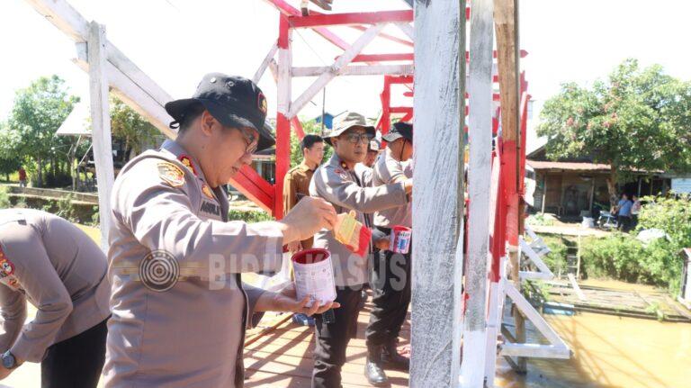 Kapolres Hulu Sungai Utara Tinjau Rehabilitasi Jembatan Merah Putih Presisi, Proyek Hampir Rampung dan Segera Difungsikan