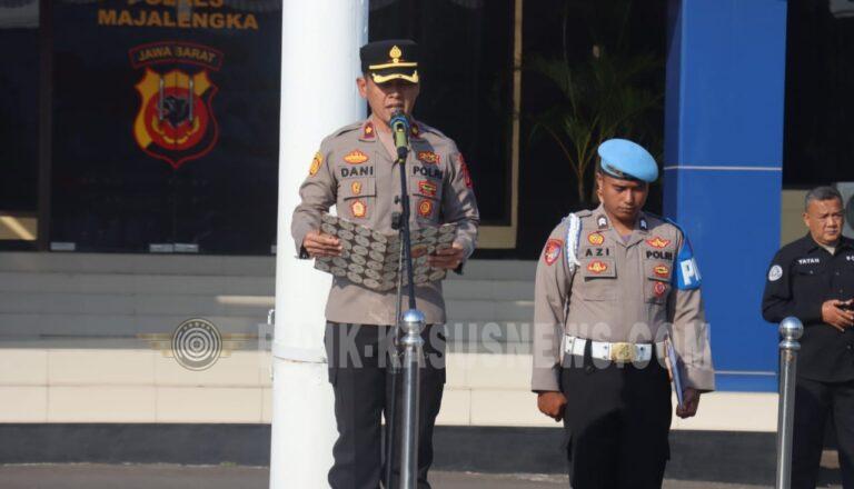 Apel Pagi Jam Pimpinan, Wakapolres Majalengka Tekankan Jaga Kebersihan Lingkungan Kerja dan Kesehatan Personel