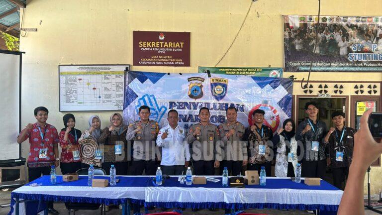 Warga Desa Nelayan Antusias Ikuti Penyuluhan Harkamtibmas, Polres HSU Tekankan Bahaya Narkoba dan Layanan 110