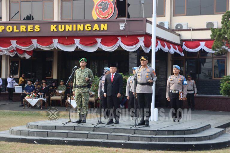 Polres, Kodim, dan Pemkab Kuningan Perkuat Sinergi Jaga Kamtibmas Lewat Apel Kebangsaan