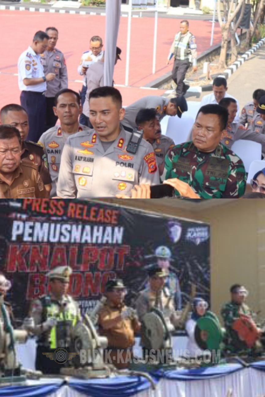 Tindak Tegas Knalpot Brong, Polres Majalengka Musnahkan 1.356 Knalpot Bising Hasil Razia