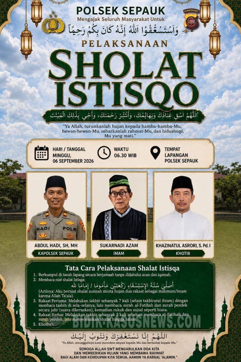 Kapolsek Sepauk Iptu Abdul Hadi Melaksanakan Sholat Istisqo di Halaman Polsek Sepauk