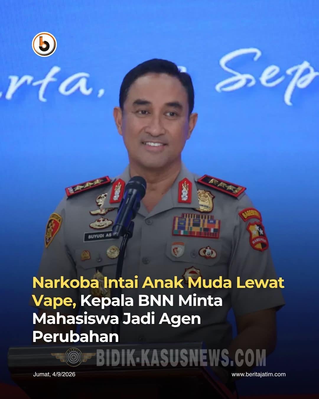 Narkoba Intai Anak Muda Lewat Vape,Kepala BNN Minta Mahasiswa Jadi Agen Perubahan