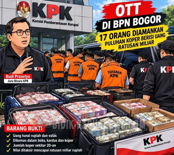 OTT di BPN Bogor, KPK Amankan 17 Orang dan Puluhan Koper Berisi Uang Ratusan Miliar