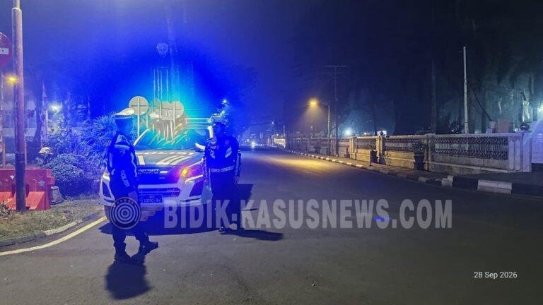 Cegah Balap Liar, Satlantas Polres HSU Patroli di Bundaran Kota Jalan A. Yani