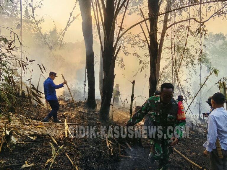 Babinsa dan Damkar Bersama Warga Padamkan Kebakaran Lahan Kosong di Batu Putuk, Bandar Lampung