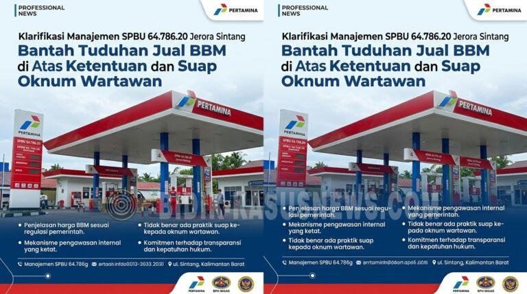 Klarifikasi Manajemen SPBU 64.786.20 Jerora  Sintang Bantah Tuduhan Jual BBM di Atas Ketentuan dan Suap Oknum Wartawan
