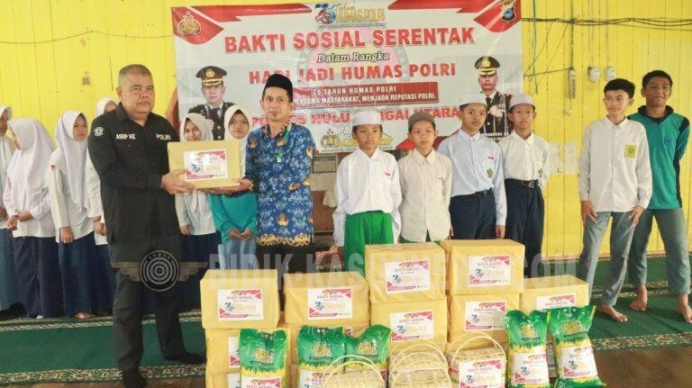 HUT ke-75 Humas Polri, Polres HSU Berbagi Kepedulian dan Kebahagiaan Bersama Anak-Anak Panti Asuhan Nurul Fajrin
