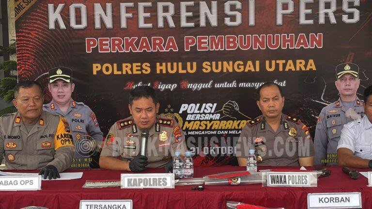 Polres HSU Gelar Konferensi Pers Terkait Penemuan Mayat Yang Menghebohkan Warga HSU
