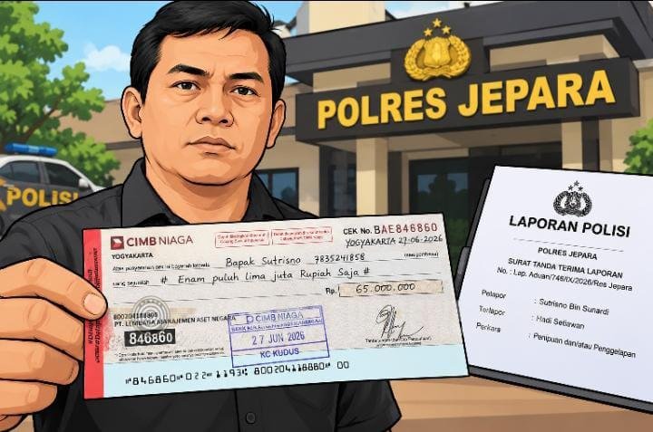 Transaksi Tanah Rp10 Miliar Berujung Pengaduan, Cek Rp65 Juta Dipersoalkan di Polres Jepara