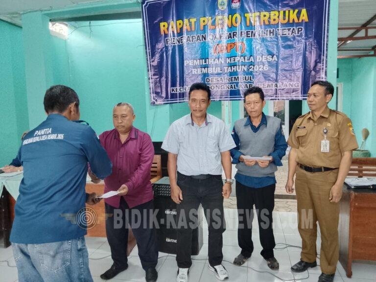 Rapat Pleno Terbuka: DPT Desa Rembul kecamatan Randudongkal Ditetapkan, Calon Kades Suhartoni Dinyatakan Lulus Tes Kesehatan